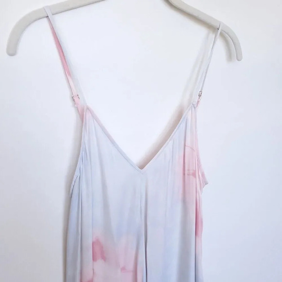 ZARA WOMAN TIE-DYE DRESS Size Medium Pink Blue FLOWING MIDI STRAPPY SATIN Summer - Picture 11 of 16